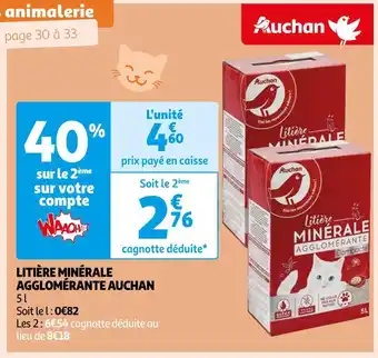 Auchan Auchan litière minérale agglomérante offre