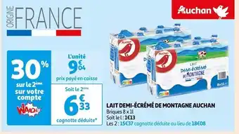 Auchan Auchan lait demi-écrémé de montagne offre