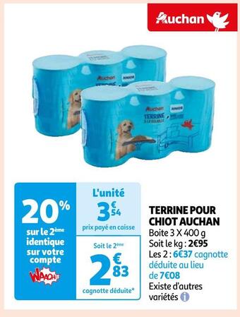 Auchan Auchan terrine pour chiot offre