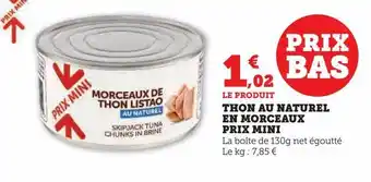 U Express Thon au naturel en morceaux prix mini offre
