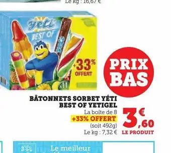Bâtonnets sorbet yéti best of yetigel