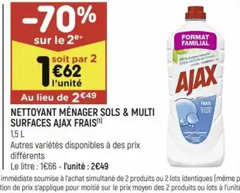 Leader Price NETTOYANT MÉNAGER SOLS & MULTI SURFACES AJAX FRAIS(¹) offre