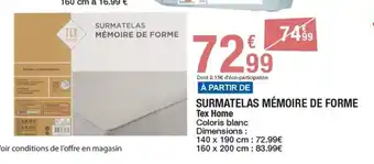 Carrefour SURMATELAS MÉMOIRE DE FORME offre