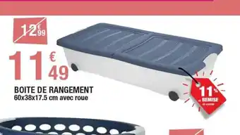 Carrefour BOITE DE RANGEMENT 60x38x17.5 cm avec roue offre