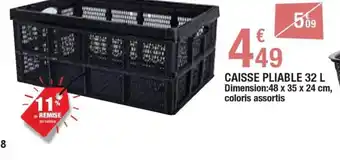 Carrefour CAISSE PLIABLE 32 L Dimension:48 x 35 x 24 cm, coloris assortis offre