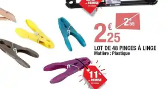 Carrefour LOT DE 48 PINCES À LINGE Matière : Plastique offre