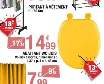Carrefour ABATTANT WC BOIS Coloris assortis, dimensions : I. 37 x p. 4 x h. 43 cm offre