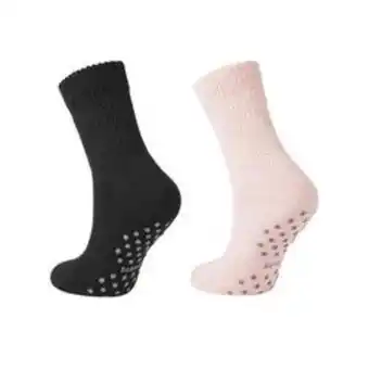 Decathlon Lot de 2 paires de chaussettes femme bouclette antidérapante offre