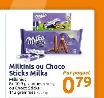 Action Milkinis Ou Choco Sticks Milka offre