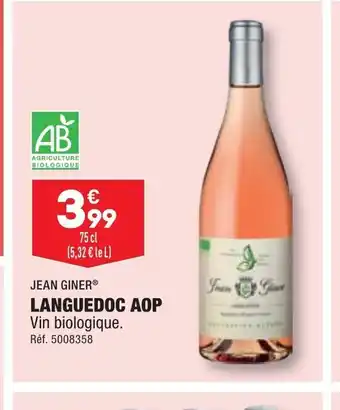 ALDI JEAN GINERⓇ LANGUEDOC AOP Vin biologique. Réf. 5008358 offre