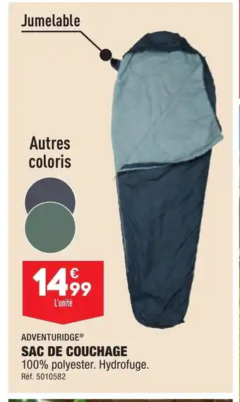 ALDI ADVENTURIDGE® SAC DE COUCHAGE 100% polyester. Hydrofuge. offre