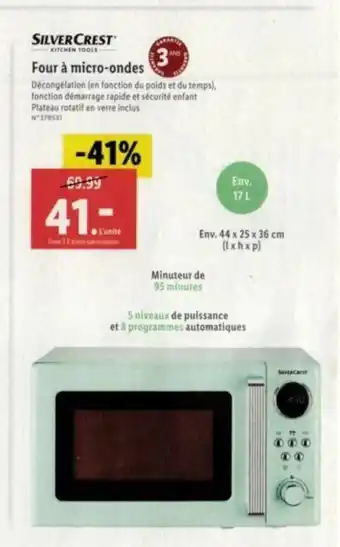 Lidl SILVERCREST Four à micro-ondes offre