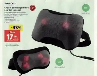 Lidl Coussin de massage shiatsu 3 pour dos ou nuque offre