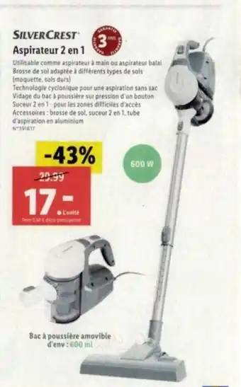 Lidl SILVERCREST 3 Aspirateur 2 en 1 offre