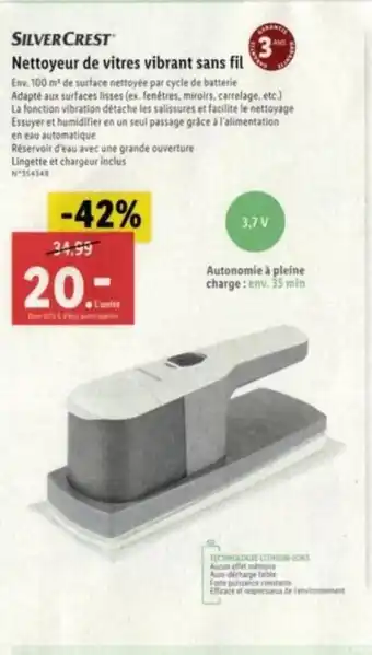 Lidl SILVERCREST Nettoyeur de vitres vibrant sans fil offre