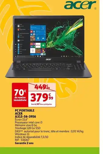 Auchan PC PORTABLE ACER offre