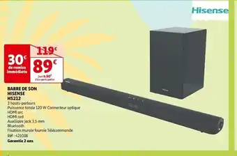 Auchan BARRE DE SON HISENSE offre