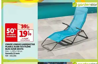 Auchan CHAISE LONGUE GARDENSTAR PLIABLE ACIER TEXTILÈNE offre