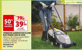 Auchan TONDEUSE GARDENSTAR FILAIRE ÉLECTRIQUE 1300 W 32CM offre