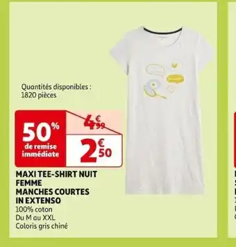 Auchan MAXI TEE-SHIRT NUIT FEMME offre