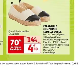 ESPADRILLE COMPENSEE SEMELLE CORDE