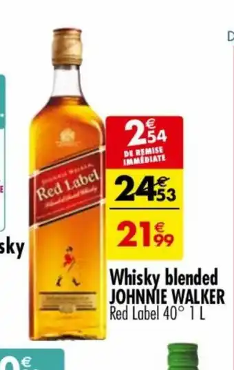 Carrefour Market Whisky blended JOHNNIE WALKER Red Label 40° 1 L offre