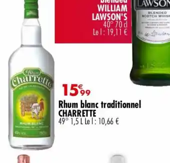Carrefour Market Rhum blanc traditionnel CHARRETTE 49° 1,5 L Le 1: 10,66 € offre
