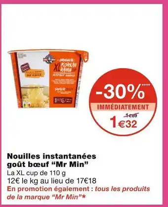 Monoprix Mr min nouilles instantanées goût bœuf offre