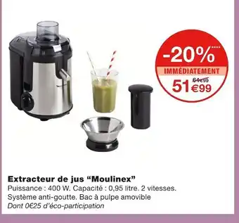 Monoprix Moulinex extracteur de jus offre