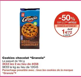 Monoprix Granola cookies chocolat offre