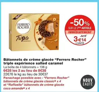 Monoprix Ferrero rocher bâtonnets de crème glacée triple expérience salted caramel offre