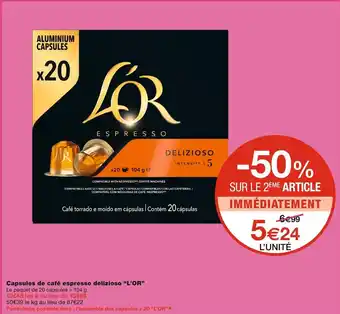 Monoprix L'or capsules de café espresso delizioso offre