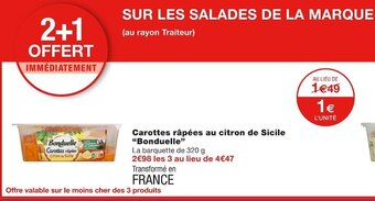 Monoprix Bonduelle carottes râpées au citron de sicile offre