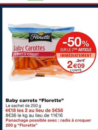 Monoprix Florette baby carrots offre