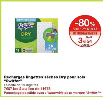 Monoprix Swifer recharges lingettes sèches dry pour sols offre