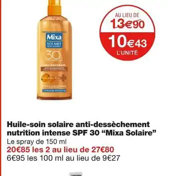 Monoprix Mixa solaire huile-soin solaire anti-dessèchement nutrition intense spf 30 offre