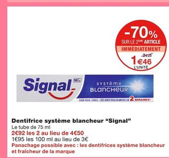 Monoprix Signal dentifrice système blancheur offre