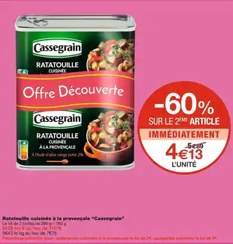 Monoprix Cassegrain ratatouille cuisinée à la provençale offre