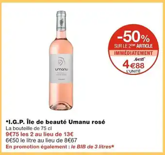 Monoprix I.g.p. île de beauté umanu rosé offre