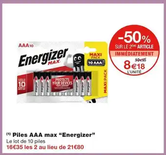 Monoprix Energizer piles aaa max offre