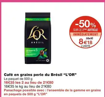 Monoprix L’or café en grains perle du brésil offre