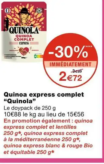 Monoprix Quinola quinoa express complet offre