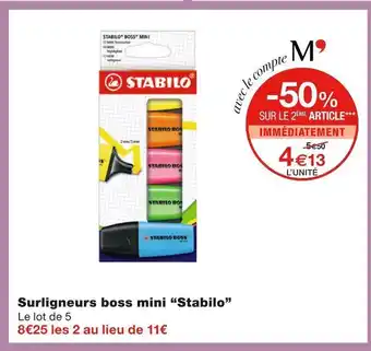 Monoprix Stabilo surligneurs boss mini offre