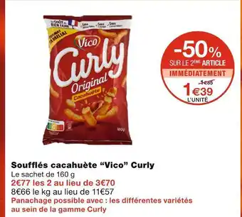 Monoprix Vico soufflés cacahuète curly offre