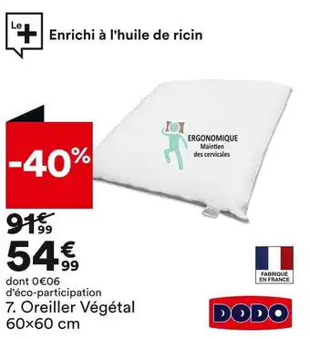 BUT Dodo oreiller végétal 60x60 cm offre
