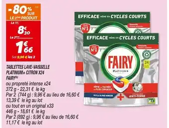 Netto Fairy tablettes lave-vaisselle platinium+ citron x24 offre