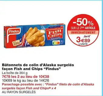 Monoprix Findus bâtonnets de colin d’alaska surgelés façon fish and chips offre