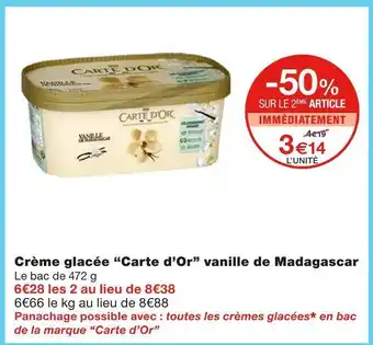 Monoprix Carte d’or crème glacée vanille de madagascar offre