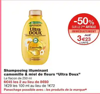 Monoprix Ultra doux shampooing illuminant camomille & miel de fleurs offre