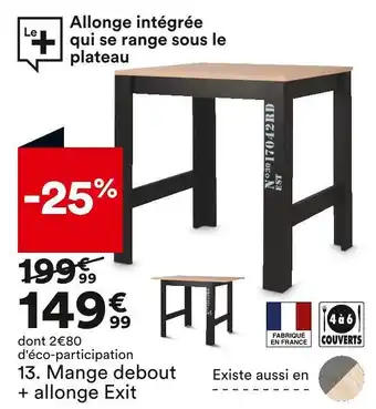 BUT Mange debout + allonge exit offre
